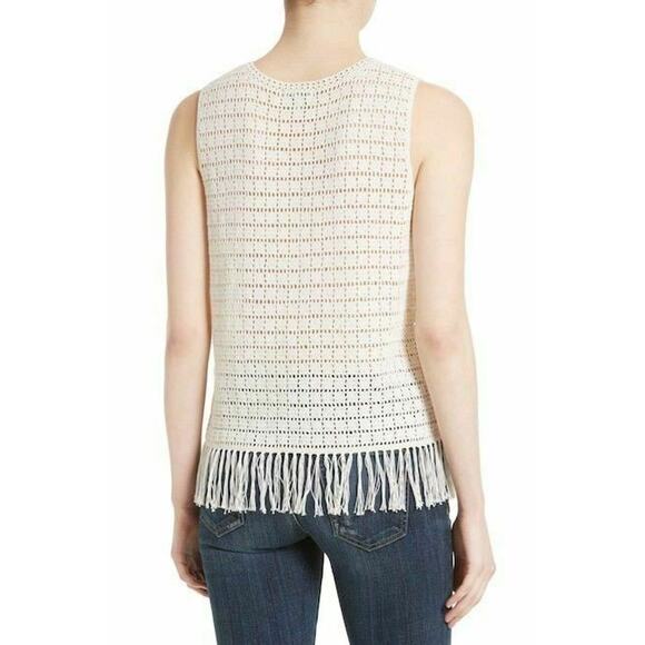 Joie Women's Ivory Analia Sleeveless Crochet Knit Frayed Tank Large NEW $298 - Picture 2 of 8